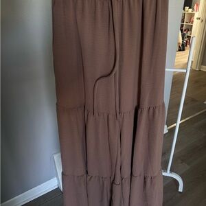 Fantastic Fawn Brown Tiered Wide-Leg Pant